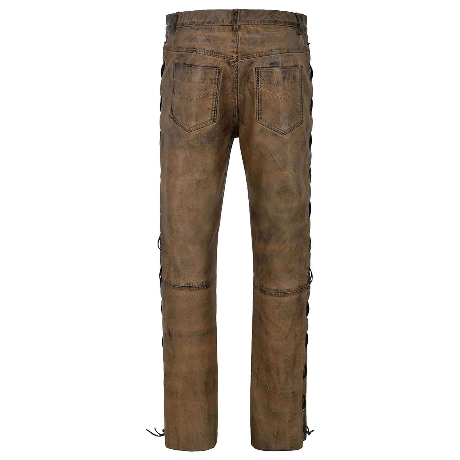 Men's 'Classic' Fit Motorcycle Casual Fashion Cowboy Western Leather Pants