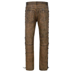 Men's 'Classic' Fit Motorcycle Casual Fashion Cowboy Western Leather Pants