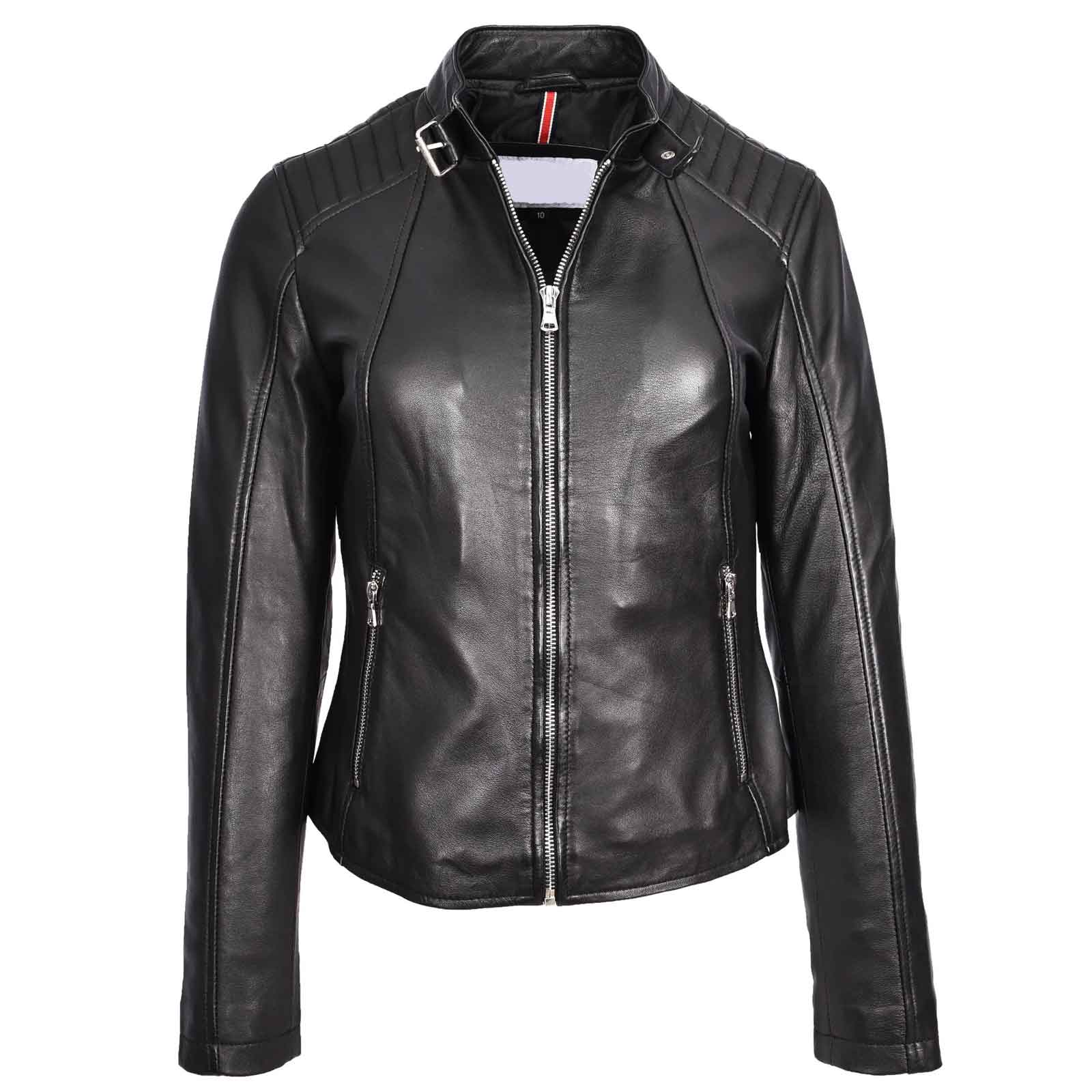 Stylish Sophia Black Women’s Genuine Leather Biker Jacket – Regals Leather