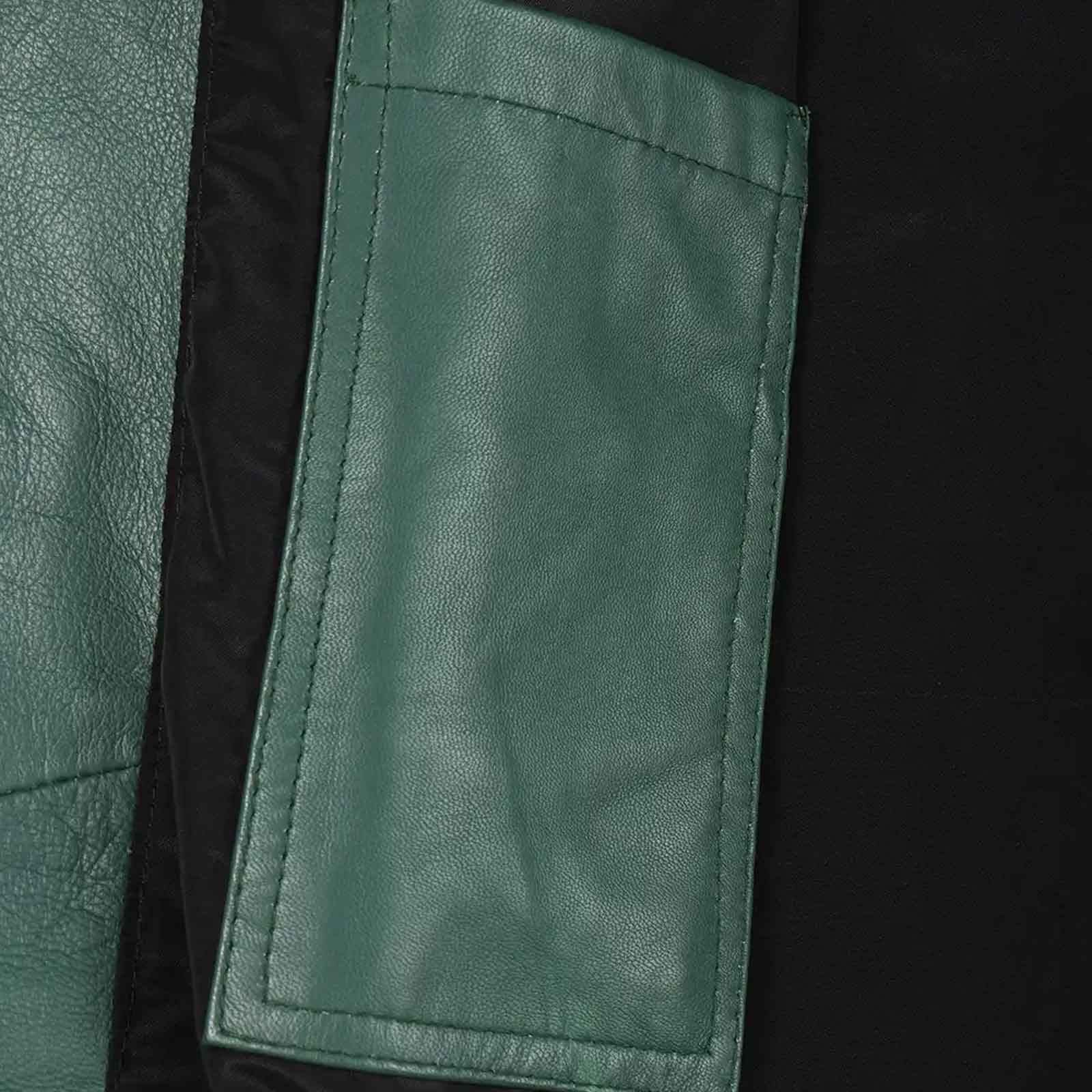 Regals Leather Genuine Women's Green Real Leather Car Coat