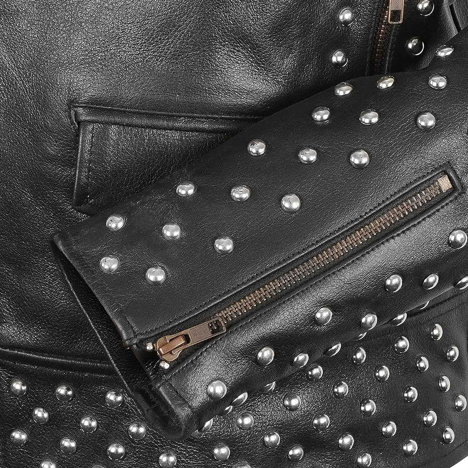 Mens Brando Studded Jacket Black Motorcycle Rock Punk Spiked Brando Biker Genuine Leather Jacket