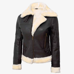 Women’s Dark Brown B3 Shearling Bomber Jacket – Vintage Aviator Style | Regals Leather