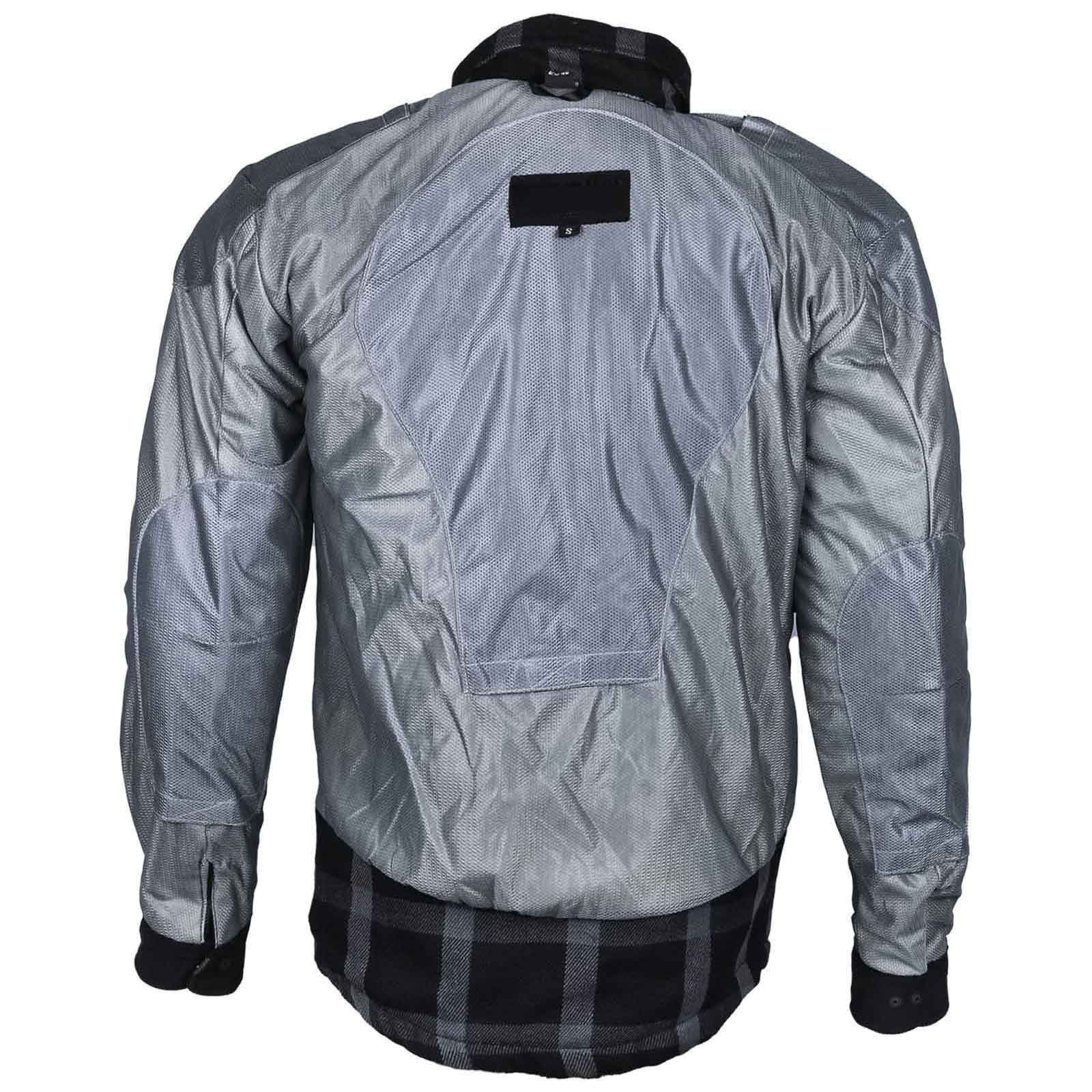 Exo Protective Motorcycle Flannel Shirt Grey/Black – DuPont™ Kevlar® Lined | Regals Leather