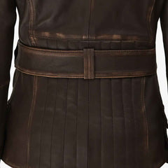 Women's Distressed Brown Asymmetrical Genuine Leather Biker Style Jacket