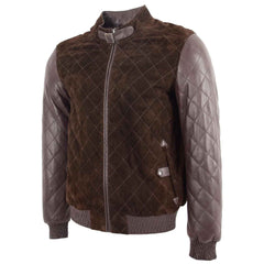 Men’s Leather and Suede Bomber Varsity Jacket – Bradley Brown Classic