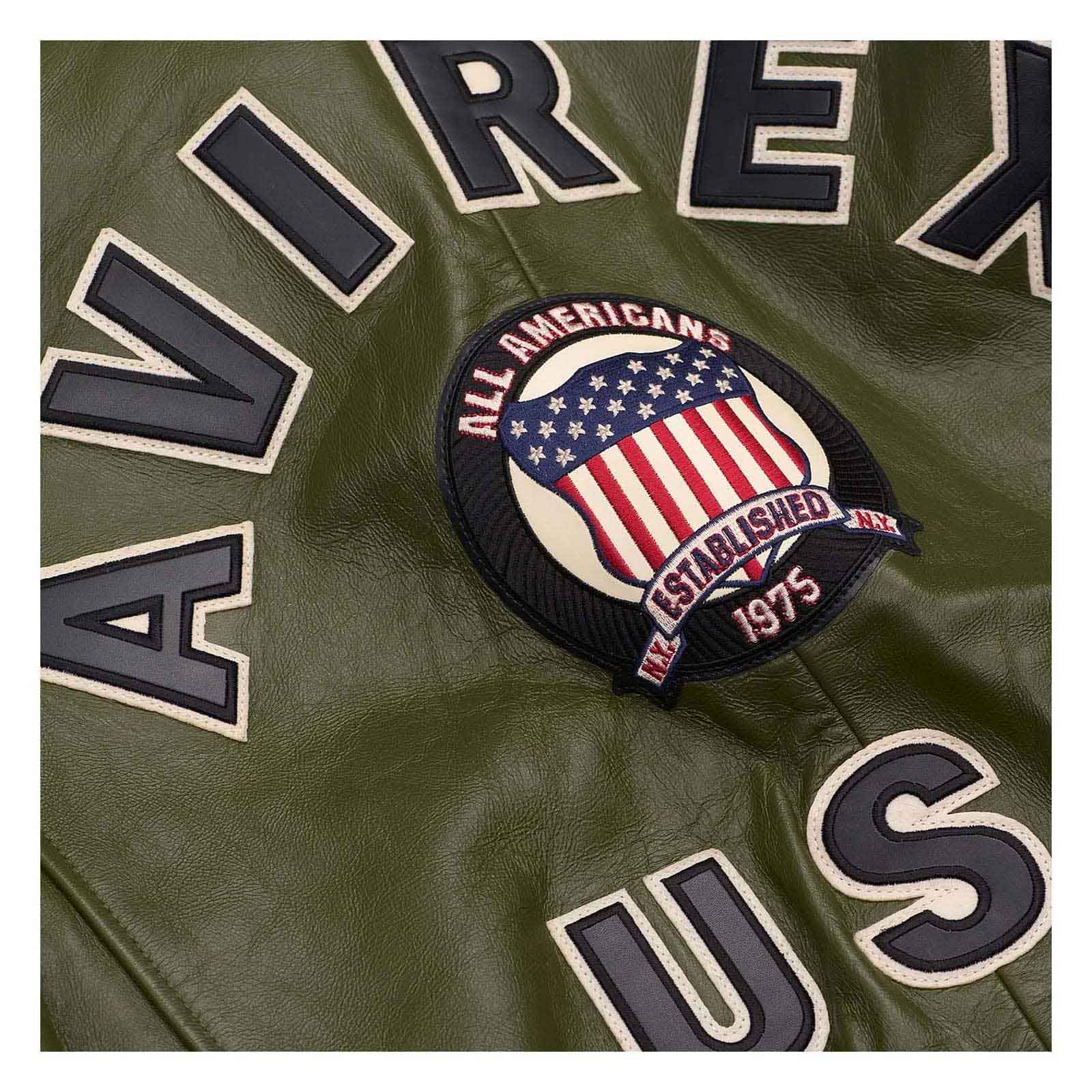 Best Seller Men’s Iconic Avirex Leather Jacket Olive Green Leather Bomber Jacket Aviator Style