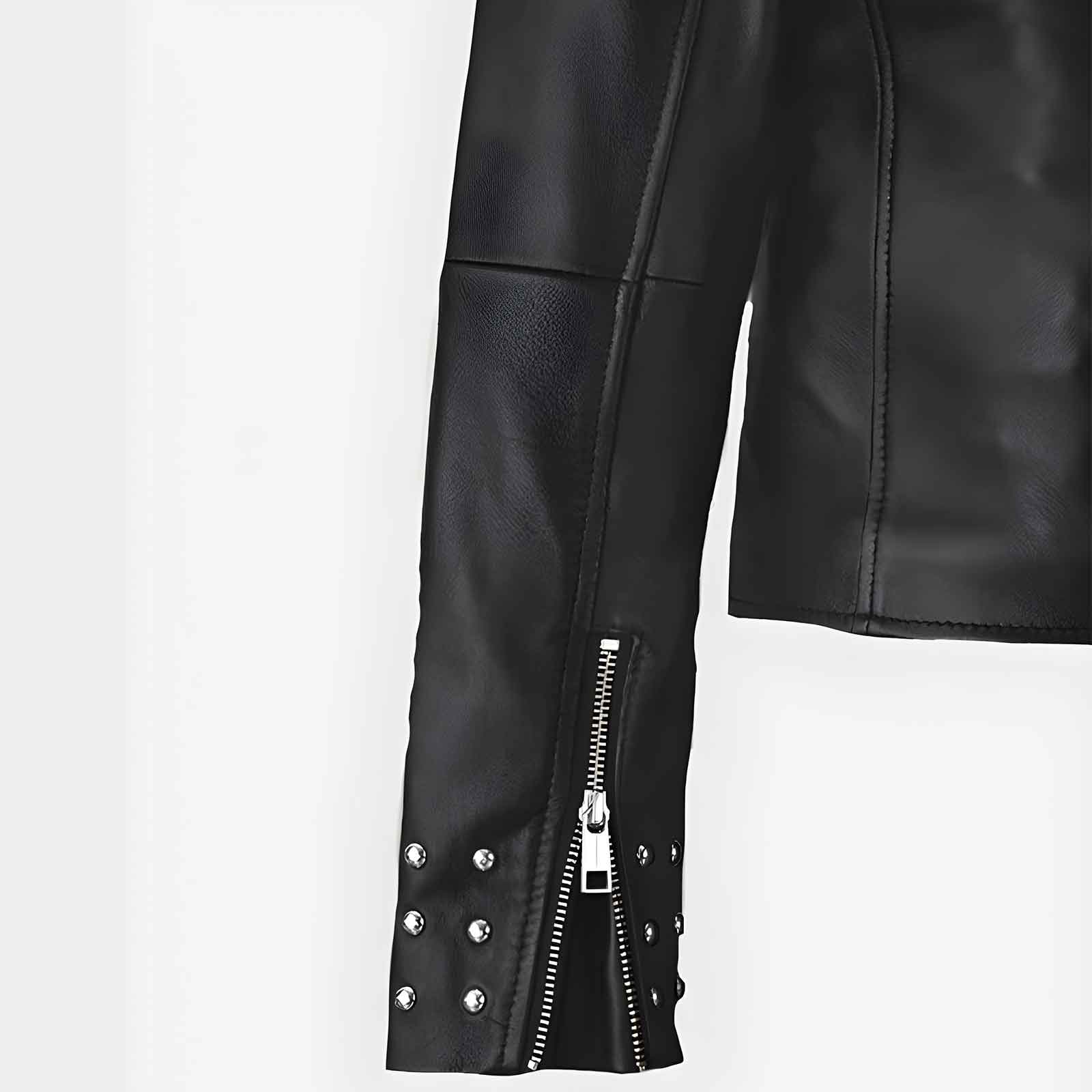 Women’s Eva Studded Leather Jacket | Stylish Biker Moto Outerwear