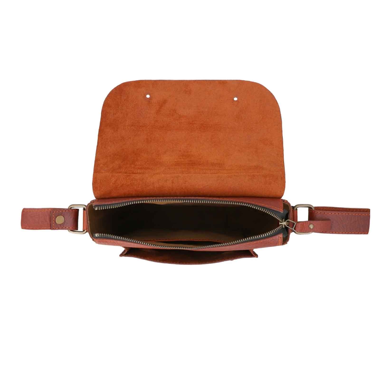 Adjustable Strap & Crossbody Messenger Men’s Genuine Leather Bag Reddish-Brown