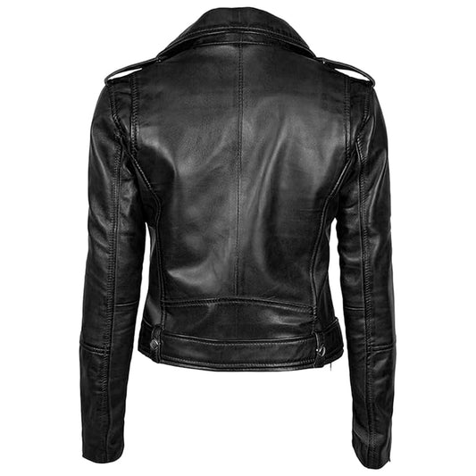 Real Leather Biker Jacket for Women – Classic Motorcycle Style & Premium Quality