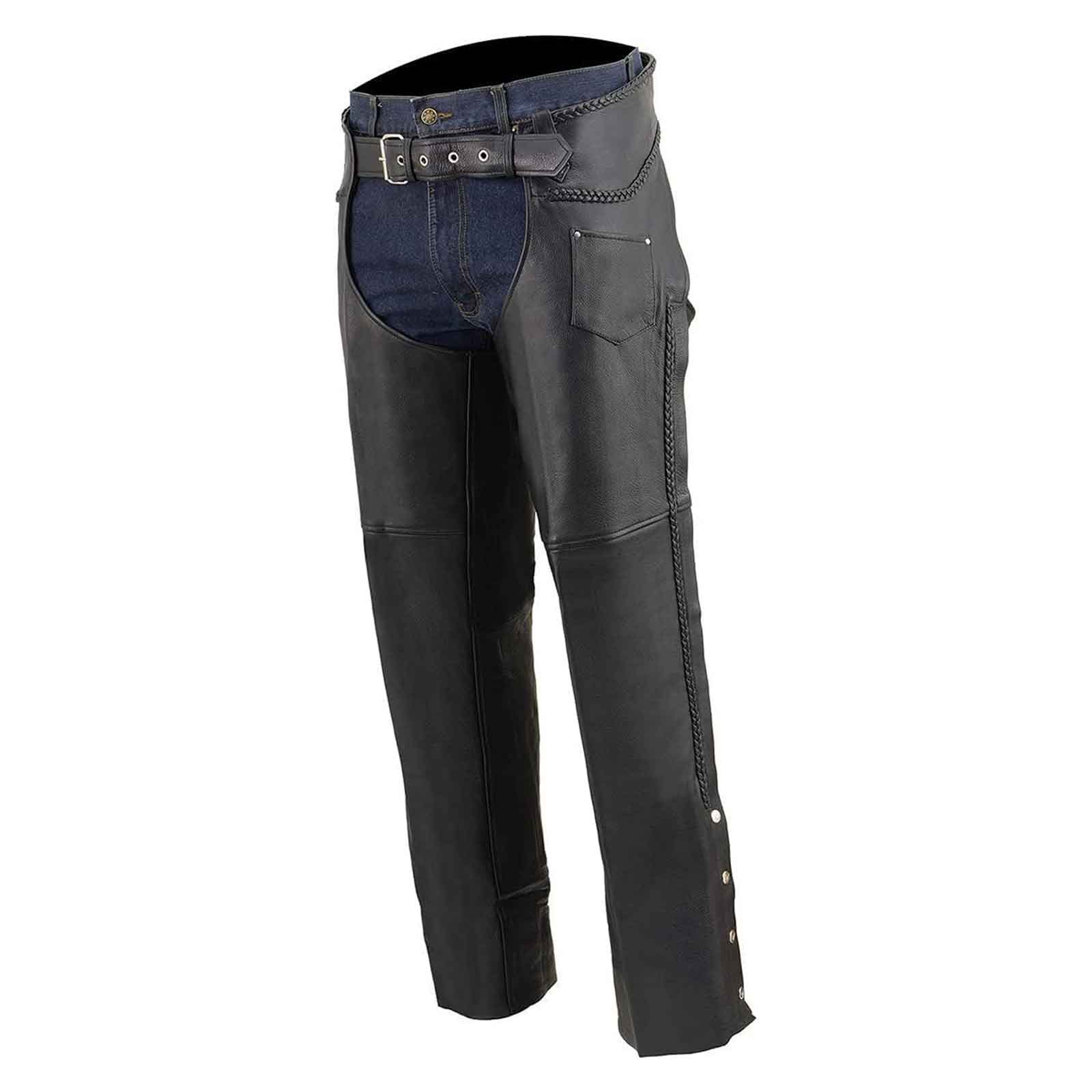 Men's Motorcycle Premium Multi pocket Leather Cowboy Biker Chaps Pants