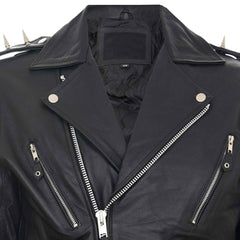 Classic Vintage Leather Biker Jacket for Men – Fringe, Studded & Tassel Design