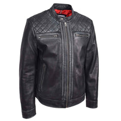 Men’s Real Leather Biker Jacket – Black Cafe Racer Style | Regals Leather