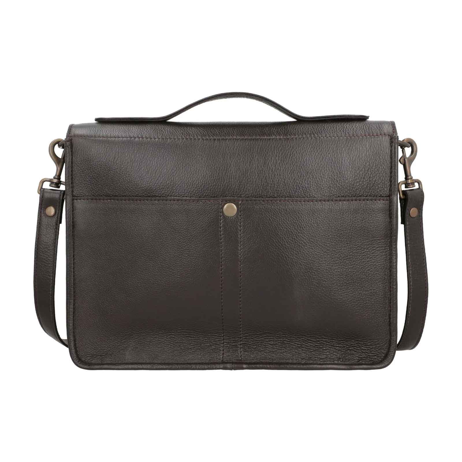 Men’s Midnight Brown Genuine Leather Messenger Bag with Handle and Adjustable Shoulder Strap