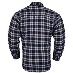 Regals Leather Exo Kevlar-Lined Motorcycle Flannel Shirt Black/White – CE Protective Riding Gear