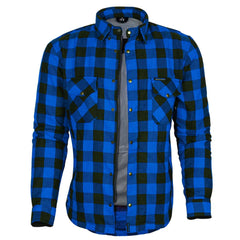 Exo Protective Kevlar® Motorcycle Flannel Blue/Black – CE Approved Riding Shirt