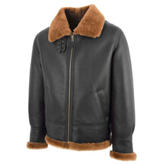 Classic B3 Sheepskin Bomber Jacket for Men – Brown Ginger Leather Aviator