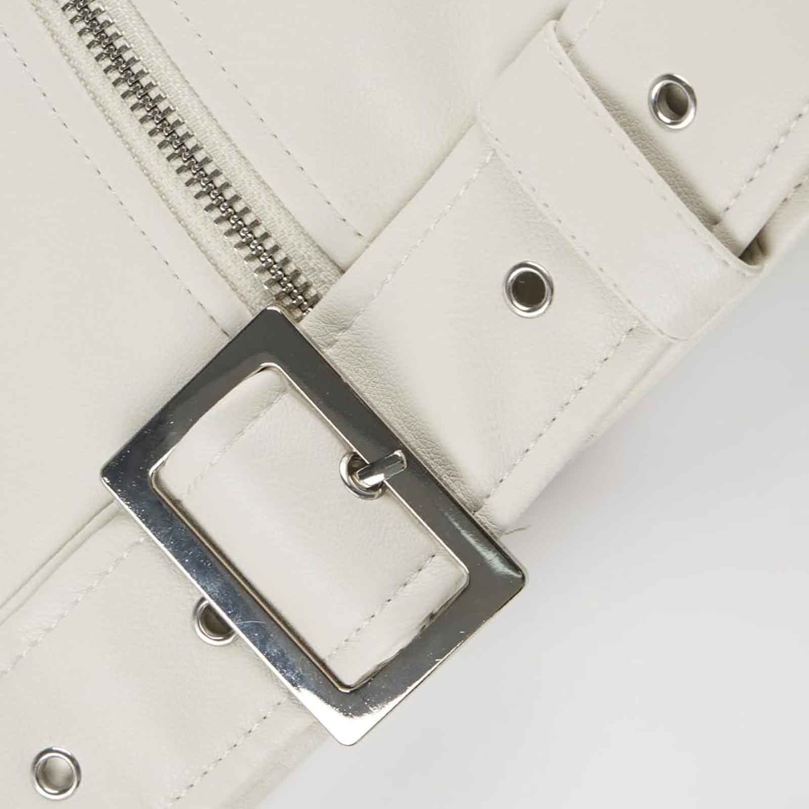 Women’s Faux Leather Studded Rivet Jacket – Short Moto Biker Coat with Stand Collar