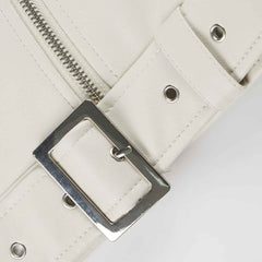 Women’s Faux Leather Studded Rivet Jacket – Short Moto Biker Coat with Stand Collar