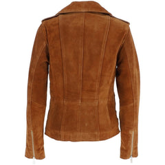 Women's Vintage Brown Suede Biker Jacket – 90s Style Handmade Leather Coat, Fully Lined, Perfect Gift