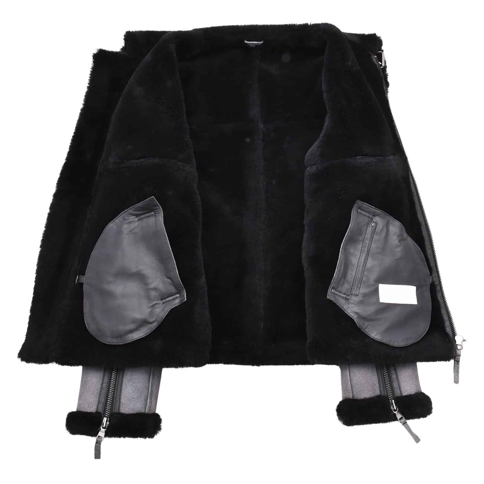 Regals Leather Men’s Grey RAF Sheepskin Bomber Jacket | RAF Aviator Jacket with Black Shearling