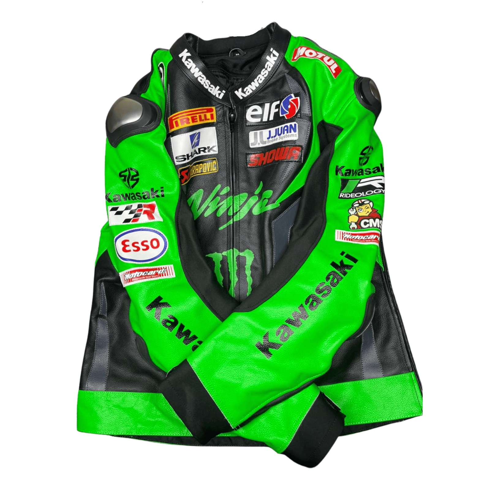 Chaqueta de Cuero de Moto Premium Hecha a Mano – Estilo Ninja Inspirado en Kawasaki para Hombre