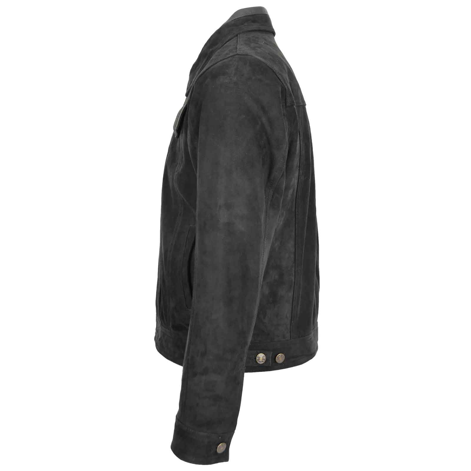 Men’s Real Suede Trucker Harrington Jacket – Daryl Black Leather Jacket