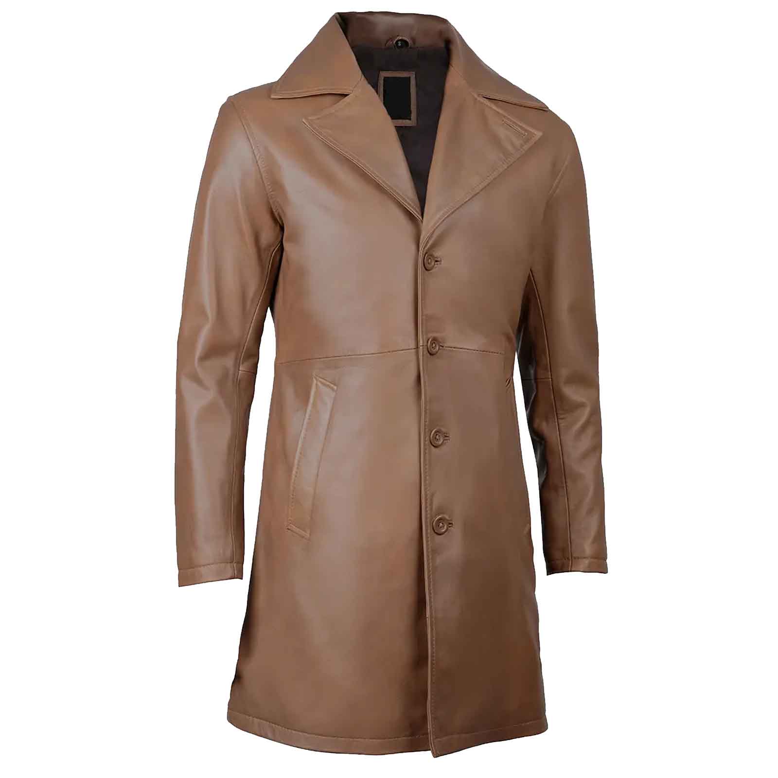 Regals Leather Men's 3/4 Length Brown Genuine Leather Car Coat