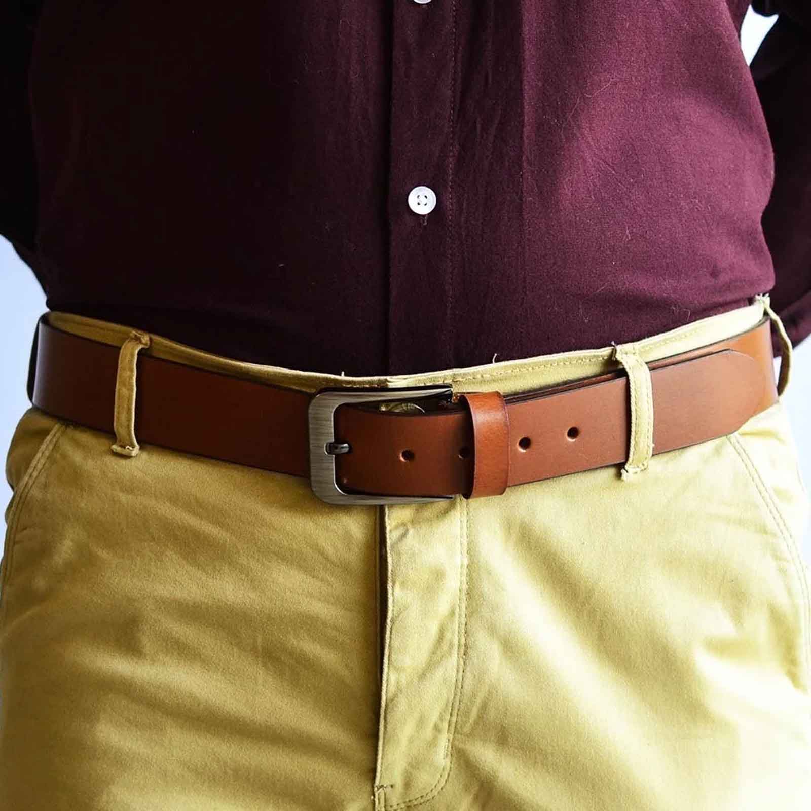 Men’s Light Brown Genuine Leather Belt