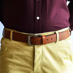 Men’s Light Brown Genuine Leather Belt