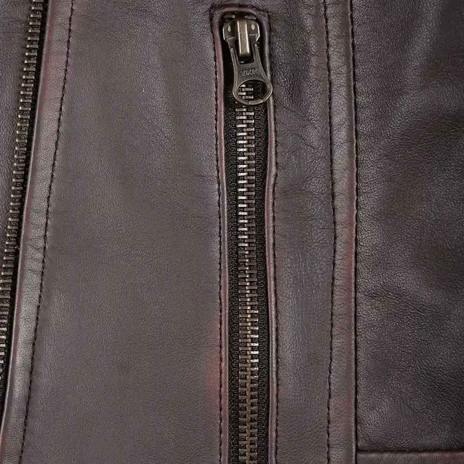 Regals Leather Vintage Women's Dark Brown Asymmetrical Leather Jacket