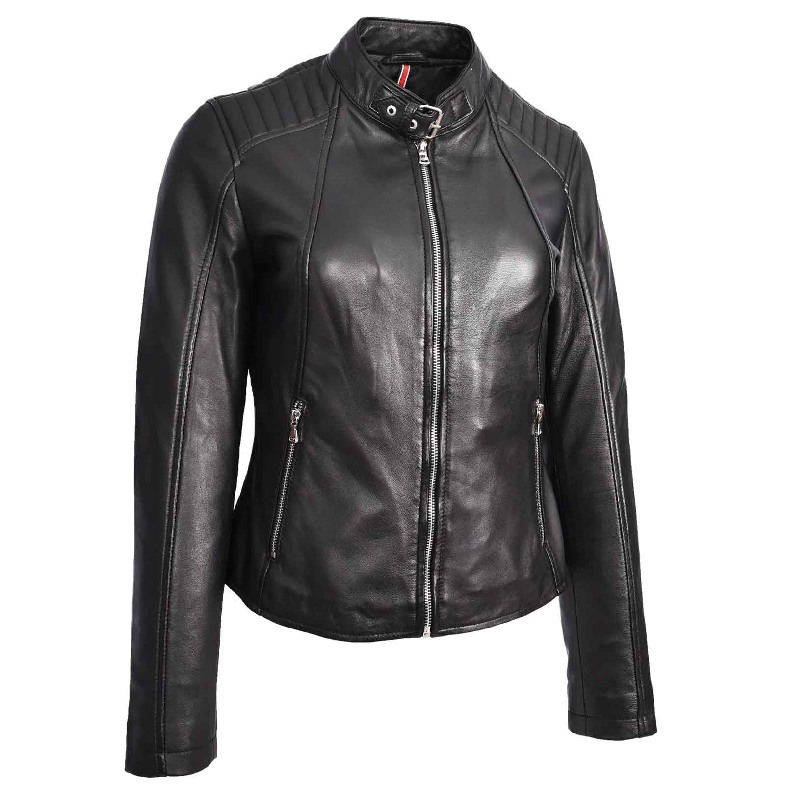 Stylish Sophia Black Women’s Genuine Leather Biker Jacket – Regals Leather