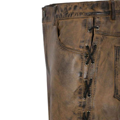 Men's 'Classic' Fit Motorcycle Casual Fashion Cowboy Western Leather Pants