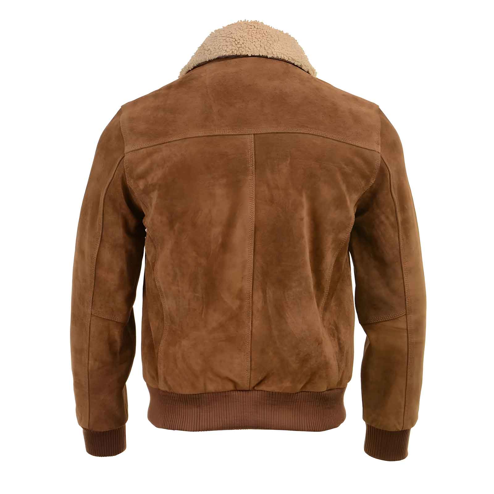 Men’s Suede Leather Vintage Bomber Jacket with Shearling Collar – Classic Aviator Style