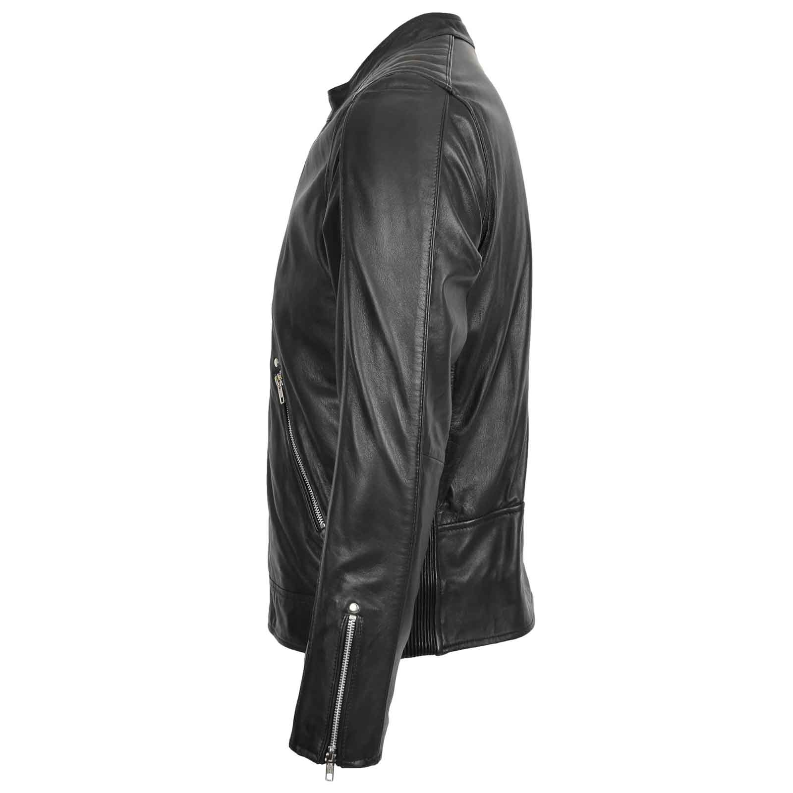 Regals Leather Men’s Casual Biker Jacket – Andy Black Premium Leather