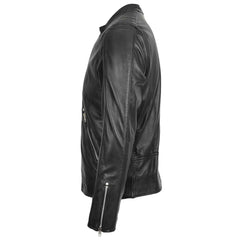 Regals Leather Men’s Casual Biker Jacket – Andy Black Premium Leather
