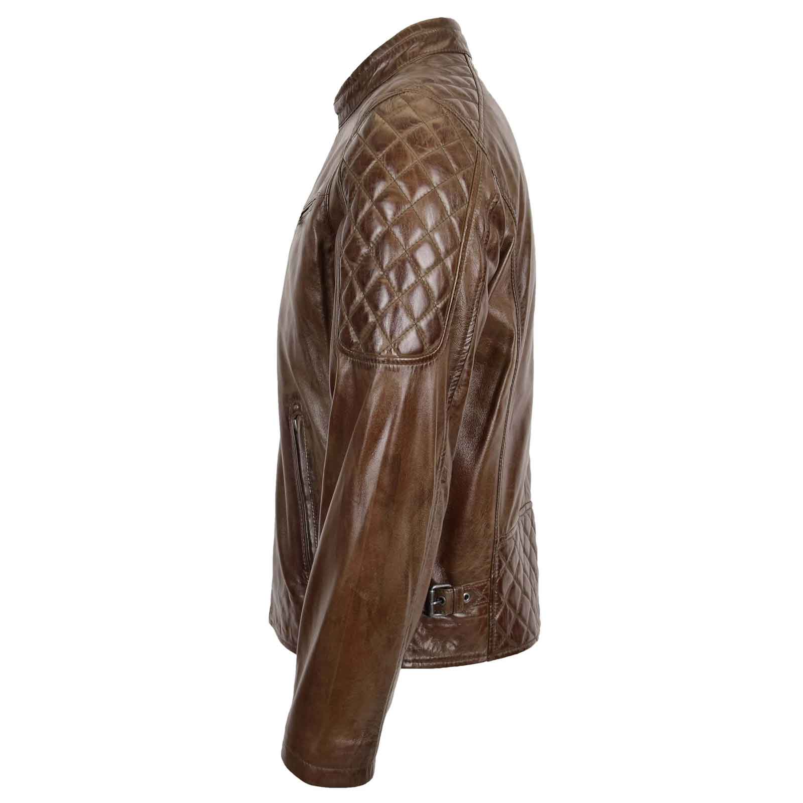 Regals Leather Men’s Quilted Biker Jacket – Jackson Timber Distressed Leather