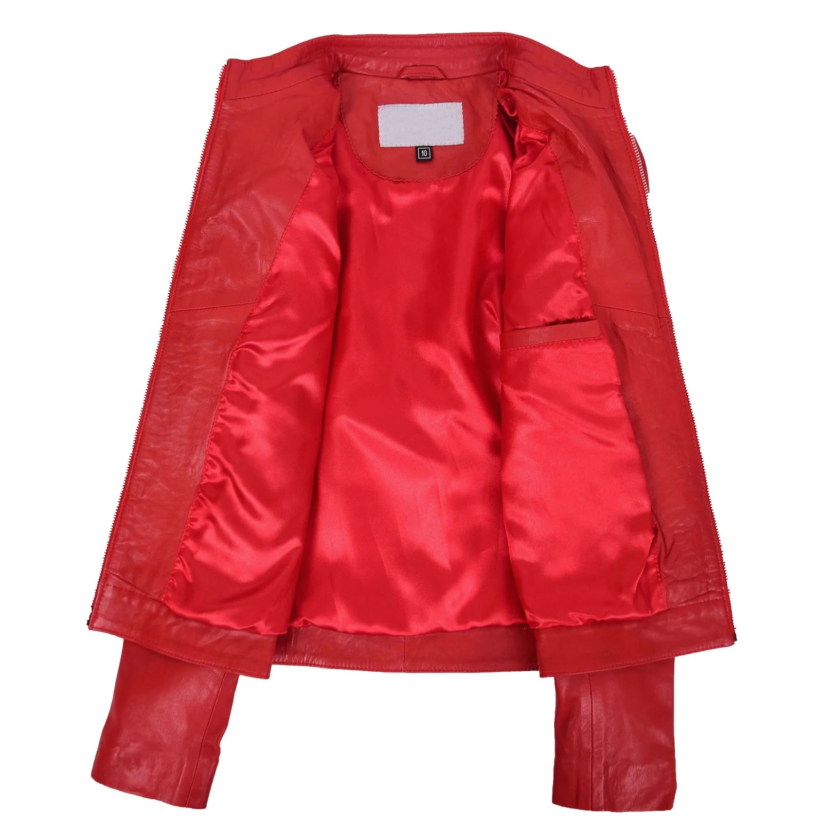 Classic Women’s Leather Biker Jacket in Alice Red – Genuine Moto Style
