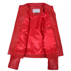 Classic Women’s Leather Biker Jacket in Alice Red – Genuine Moto Style