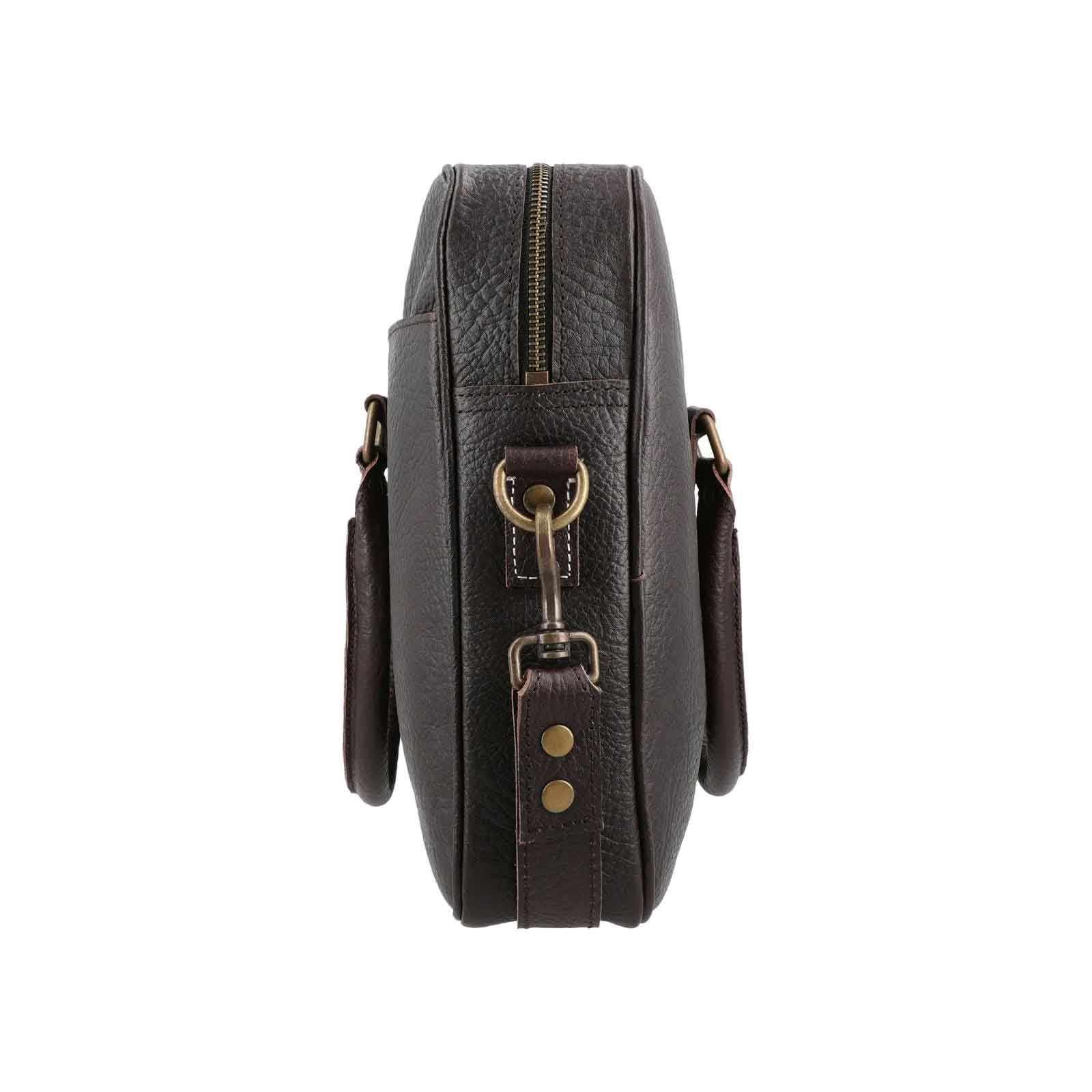 Adjustable Strap and Top Handle – REGALS LEATHER Vintage Blackish-brown Leather Bag for Work, Travel & Business