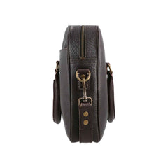 Adjustable Strap and Top Handle – REGALS LEATHER Vintage Blackish-brown Leather Bag for Work, Travel & Business