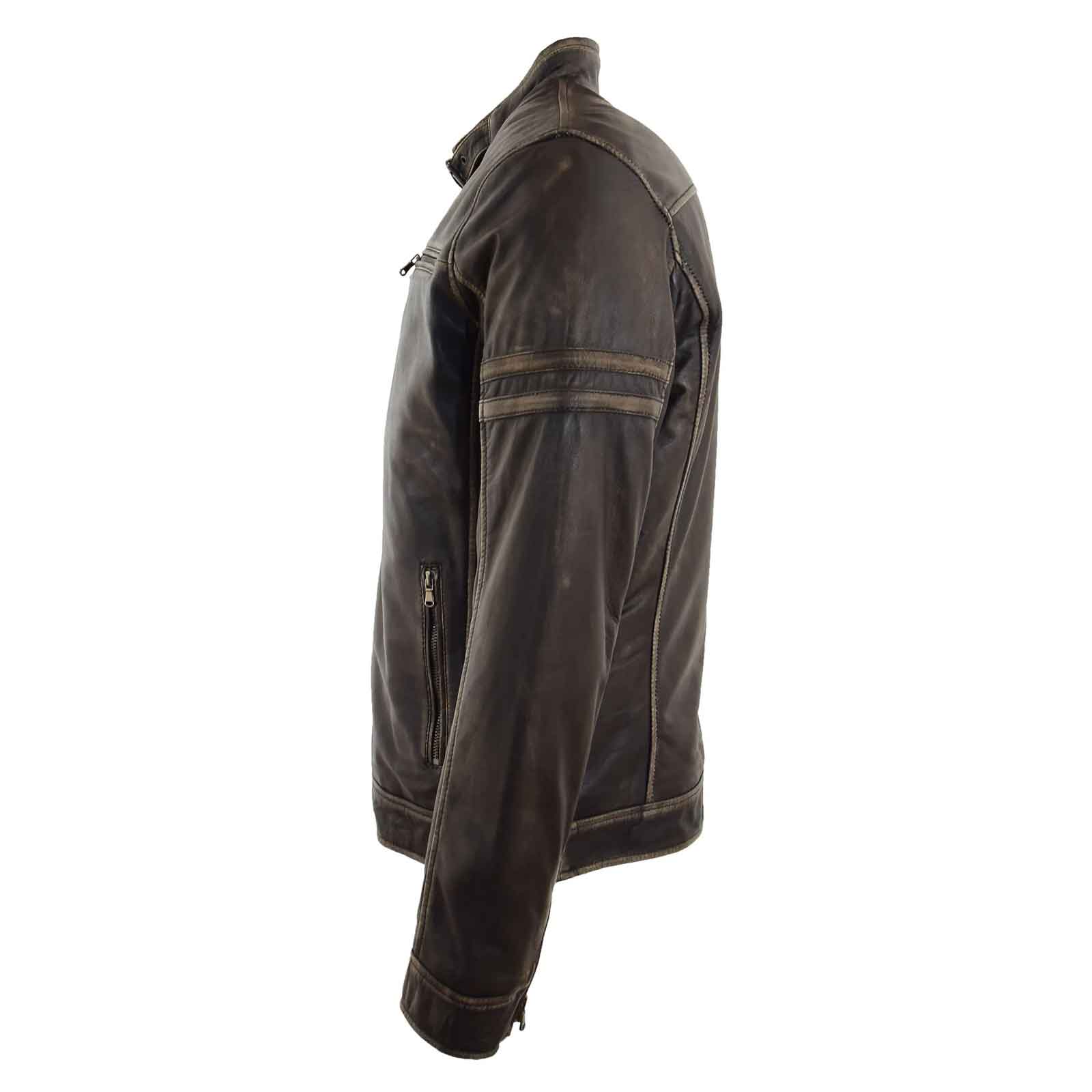 Men’s Ricky Vintage Rub-Off Real Leather Biker Jacket | Regals Leather