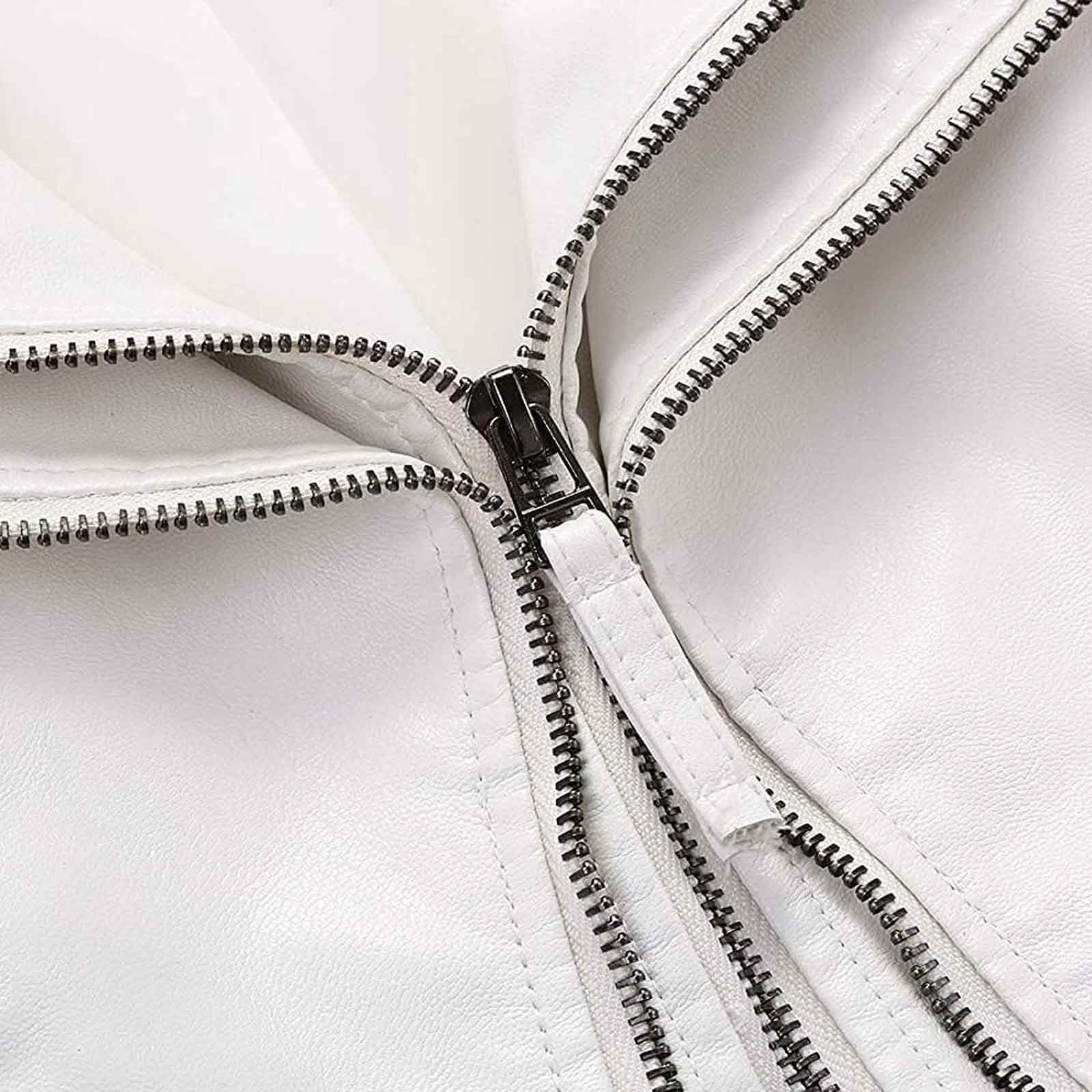 Women’s Studded Faux Leather Jacket – Slim Fit Adjustable Moto Biker Style Outerwear