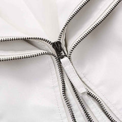 Women’s Studded Faux Leather Jacket – Slim Fit Adjustable Moto Biker Style Outerwear