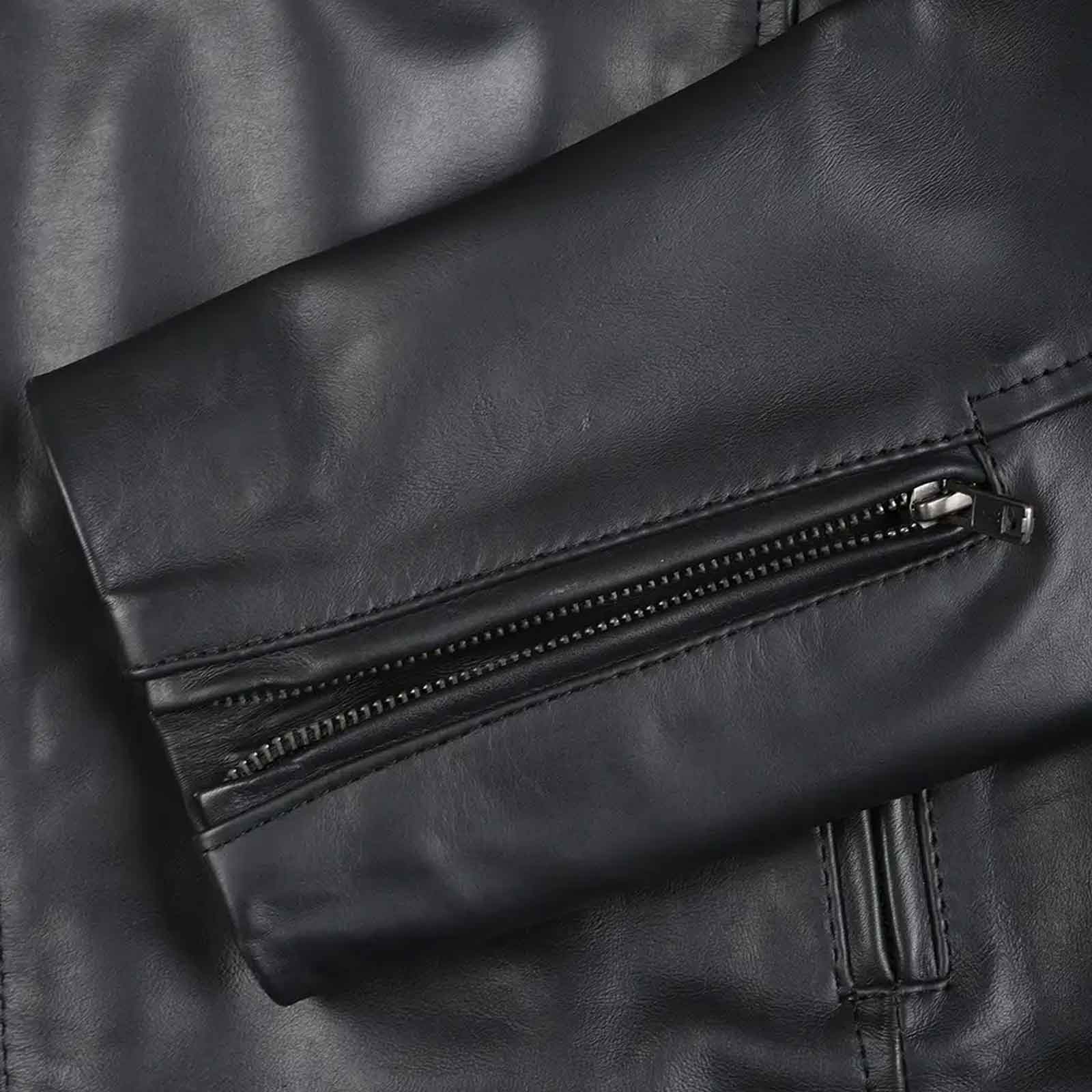 Regals Leather Men's Black Cafe Racer Real Leather Jacket