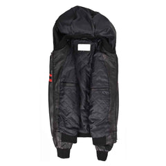 Leather Men's Genuine Lambskin Leather Hooded Bomber Jacket Remmy Black