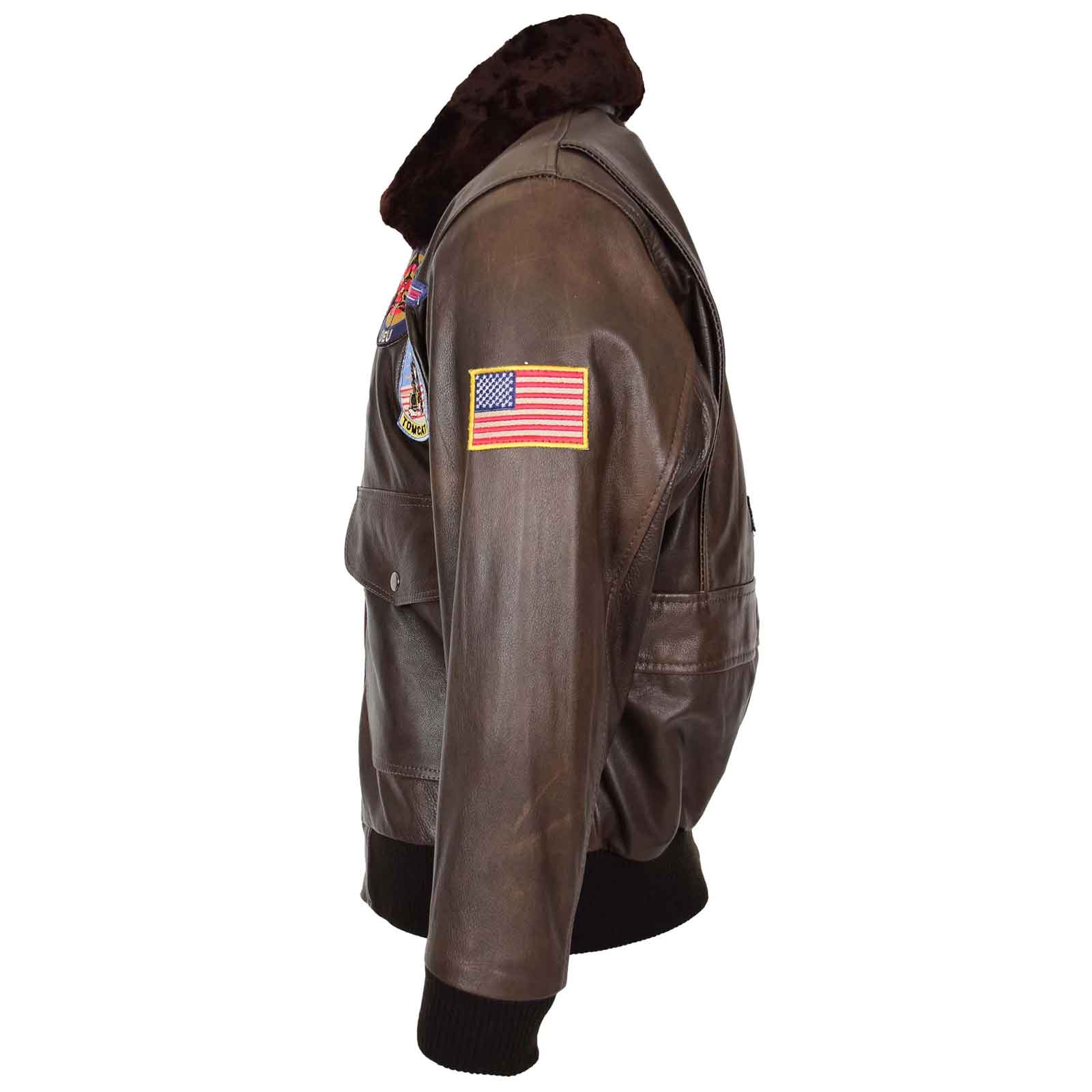 Regals Leather Men’s Brown Leather Bomber Jacket | Air Force Aviator Style Winter Jacket