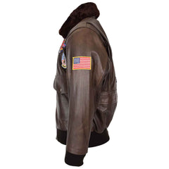 Regals Leather Men’s Brown Leather Bomber Jacket | Air Force Aviator Style Winter Jacket