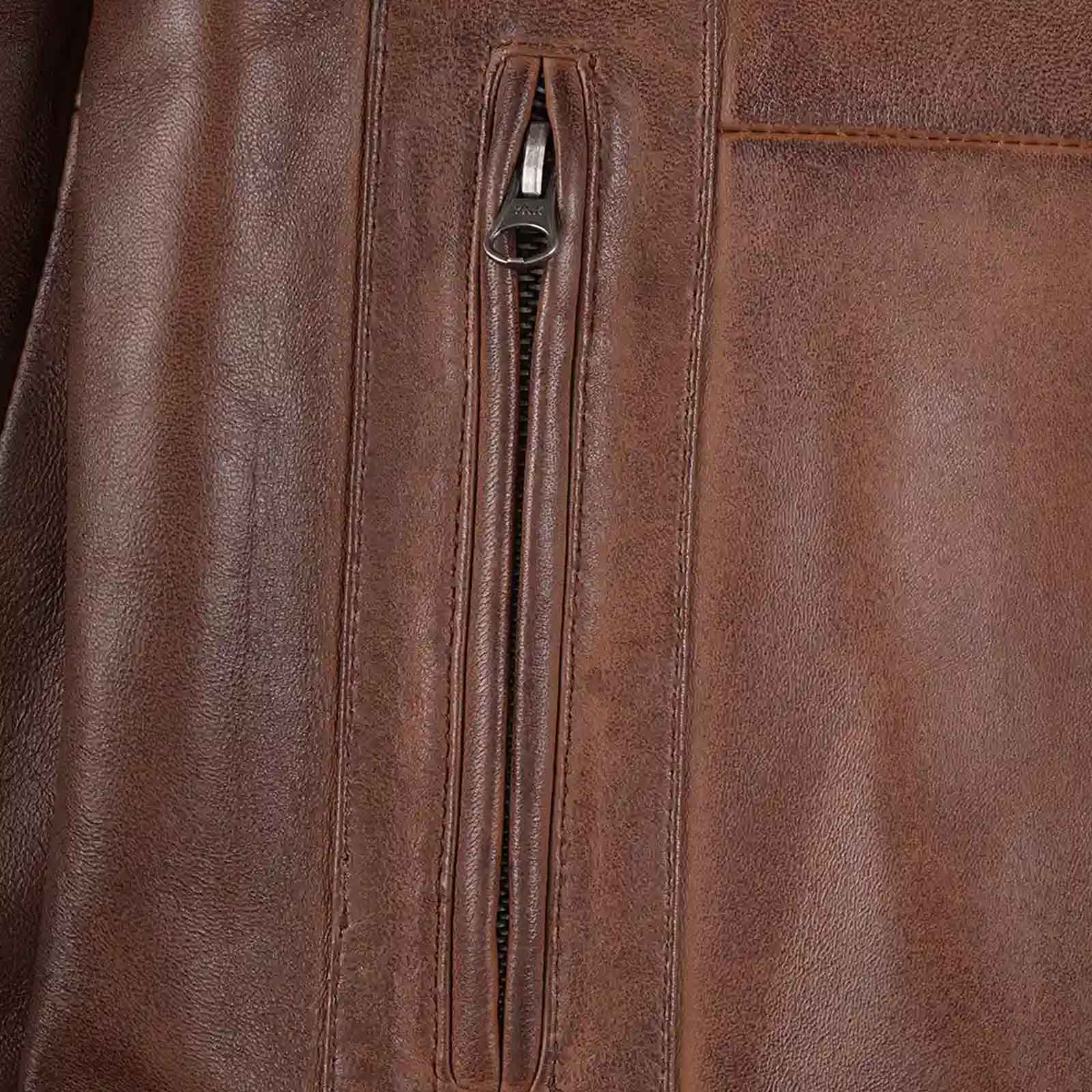 Regals Leather Durable Bristol Men's Vintage Cognac Brown Leather Car Coat