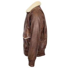 Men’s Leather Bomber Jacket G-1 Aviator Style – Cooper Brown Classic