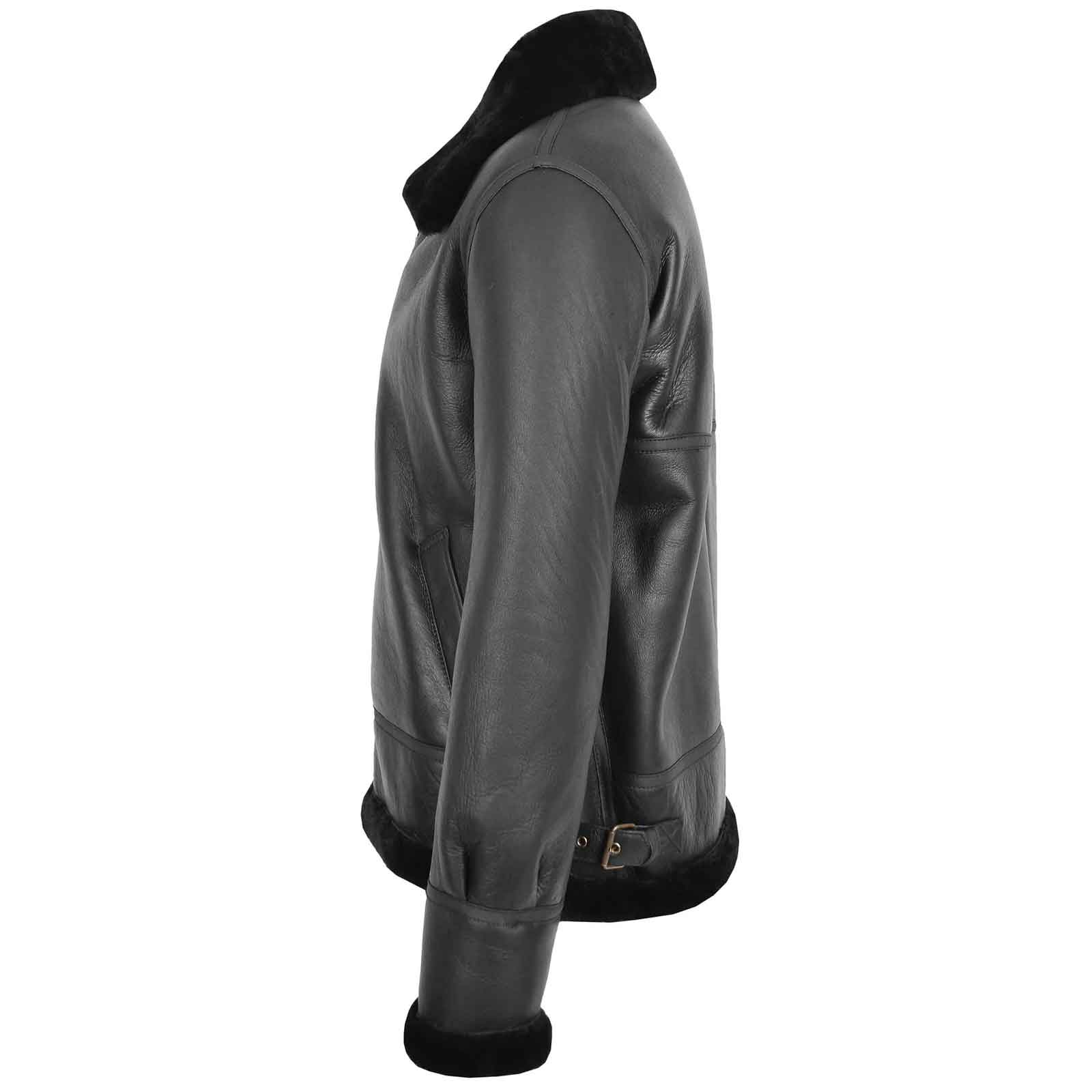 Men’s Classic B3 Original Sheepskin Jacket – Black Aviator Bomber Coat | Regals Leather